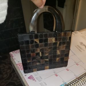 Vintage Tortoise Shell Lucite Purse Handbag